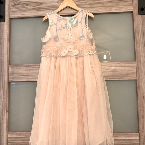 Elegant Blush Pink Floral Kids Dress - Picture 5 of 12
